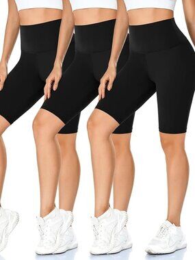 3 Pack 8" High Waisted Biker Shorts for Women